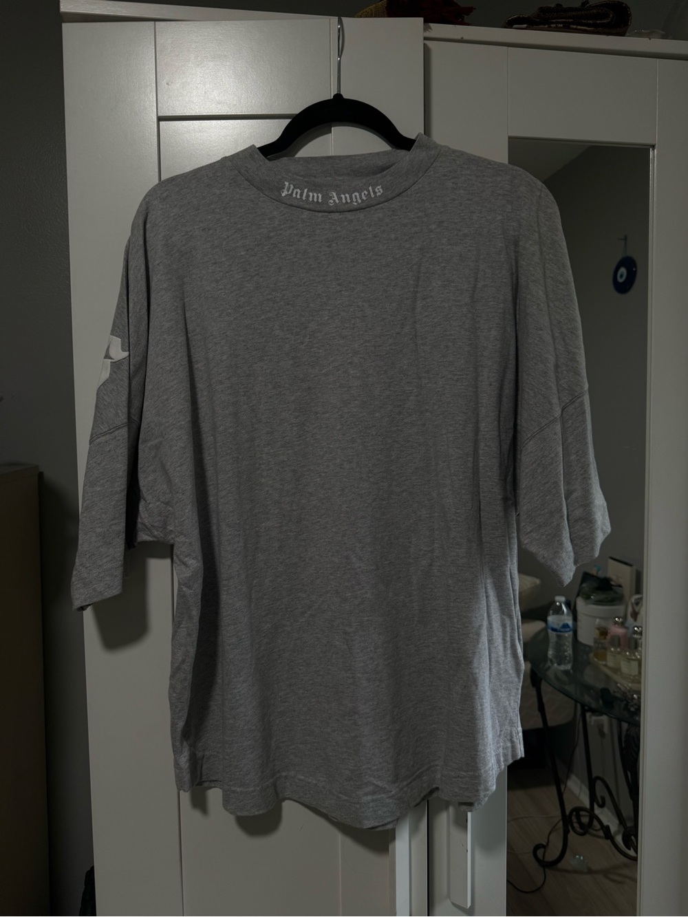 Palm Angels Gray Short-Sleeve Logo Crew Tee